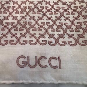 Vintage Gucci Cream and Brown Batiste neck scarf